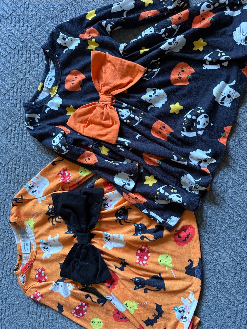 Girls Halloween dresses Black & Orange Pumpkin Cat Print